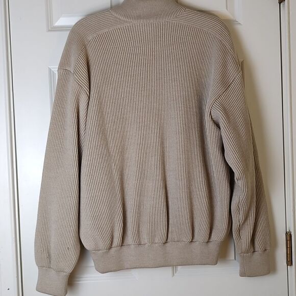 Paul & Shark Men's Zip Front Sweater Academia Grandpa Jacket Tan Size M - Picture 10 of 16
